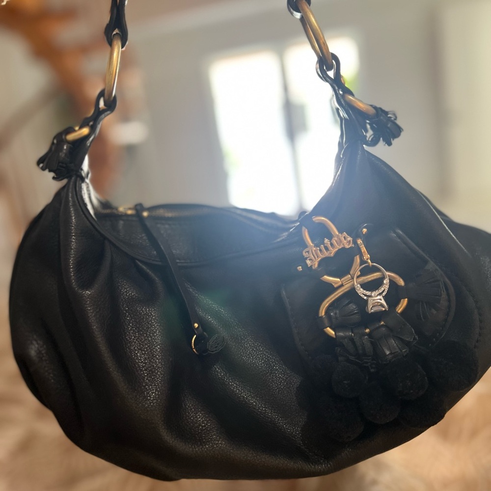 Juicy Couture Black and Gold Hobo Bag with Soft Leather